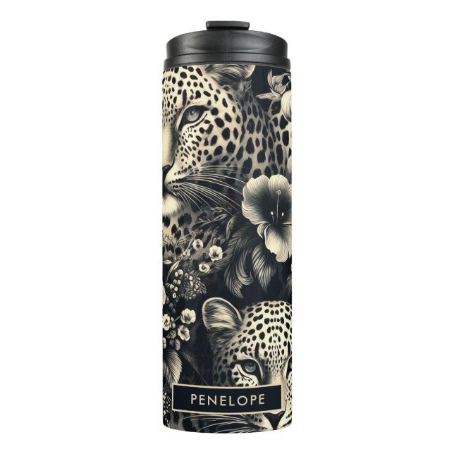Vintage Jungle Jaguar Thermal Tumbler (Front)