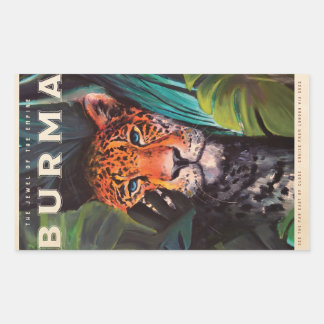 Vintage jungle leopard rectangular sticker