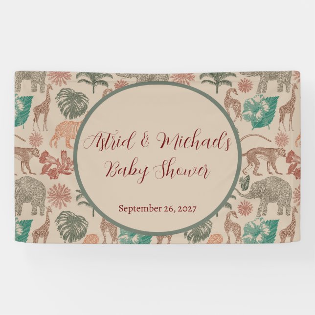 Vintage Jungle Safari Baby Shower  Banner (Horizontal)