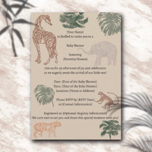 Vintage Jungle Safari Baby Shower  Invitation