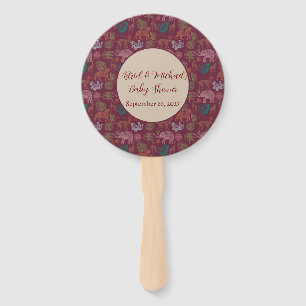 Vintage Jungle Safari Pink Baby Shower Hand Fan