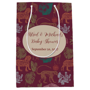 Vintage Jungle Safari Pink Baby Shower  Medium Gift Bag