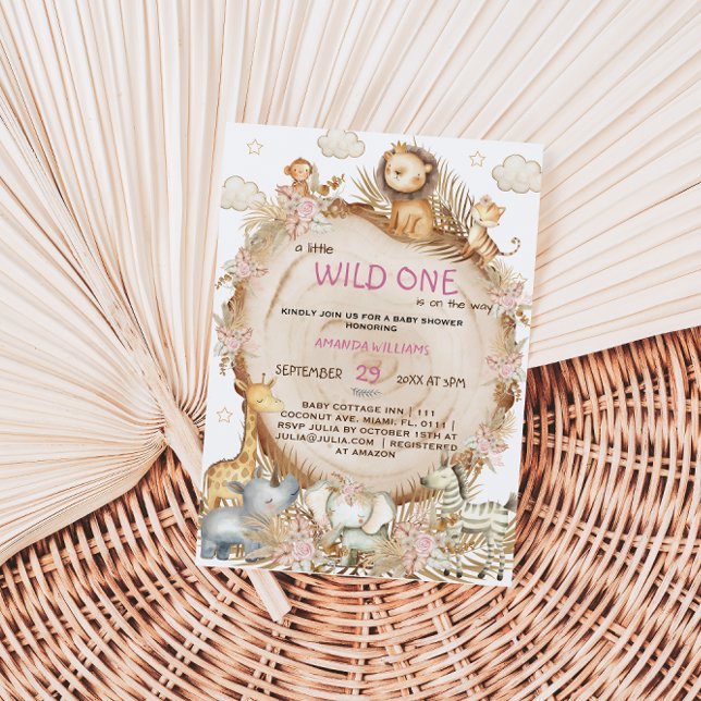 Vintage Jungle Safari Themed Baby Girl Shower Invitation (Creator Uploaded)