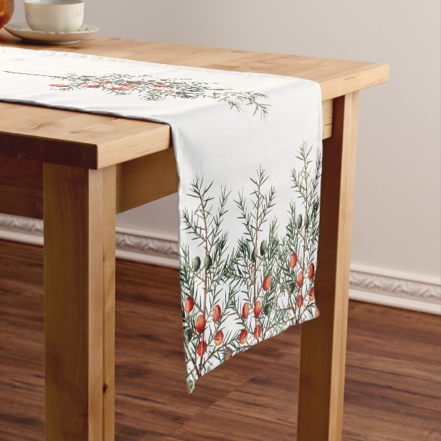 Vintage Juniper Greenery Pattern  Short Table Runner (In Situ)