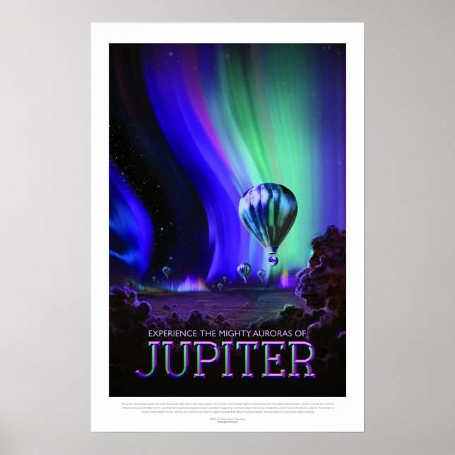 Vintage Jupiter Mighty Auroras Balloon Travel Poster (Front)