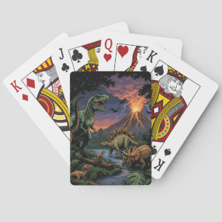 Vintage Jurassic Dinosaur Rex and Triceratops Playing Cards