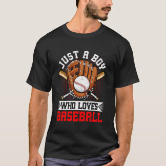 Vintage Just A Boy Funny Who Loves Funny Baseball  T-Shirt