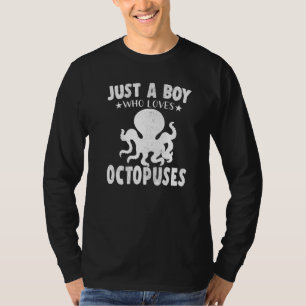 Vintage Just A Boy Who Loves Octopus Animal T-Shirt