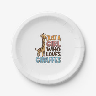 Vintage Just A Girl Who Loves Giraffes Shirt (5)_1 Paper Plate