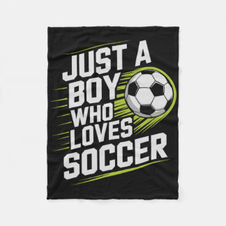 Vintage Just Boy Who Loves Soccer Play Game Goalie Fleece Blanket