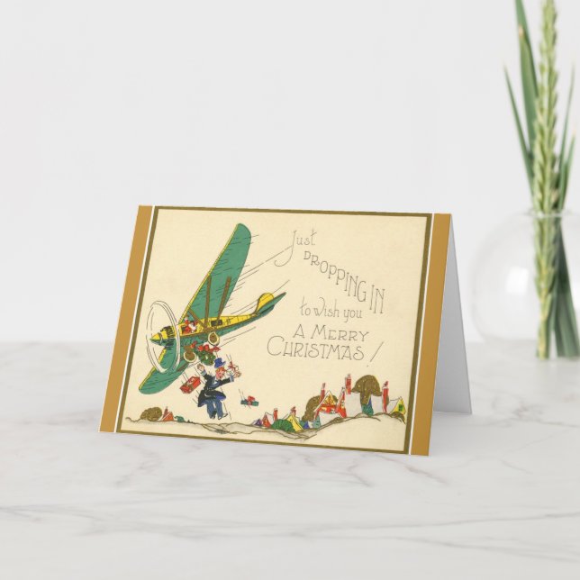 Vintage - Just Dropping in at Christmas, Holiday Card (Front)
