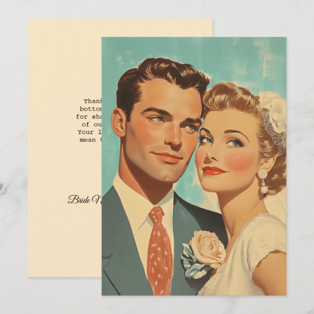 Vintage Just Married Bliss Invitation (Front/Back)