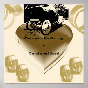"Vintage Just Married Car"* Poster