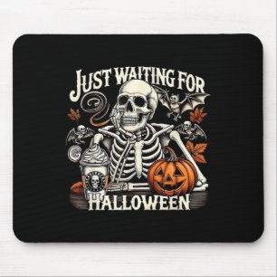 Vintage Just Waiting For Halloween Funny Skeleton Mouse Mat