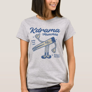 Vintage K-Drama Munchies Fun Chopstick Cartoon T-Shirt