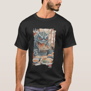 Vintage Kaiju Eats Ramen Japanese Graphics Warrior T-Shirt