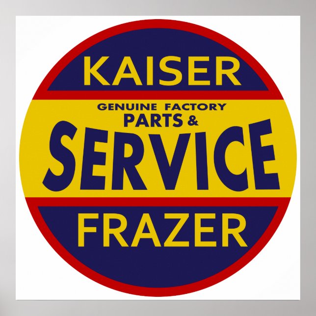 Vintage Kaiser Frazer service sign red/blue (Front)