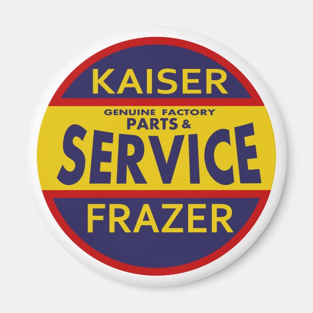 Vintage Kaiser Frazer service sign red/blue Magnet (Front)