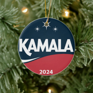 Vintage Kamala Harris 2024 For President Election Ceramic Tree Decoration