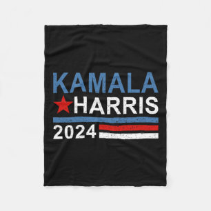 Vintage Kamala Harris 2024 For President Election Fleece Blanket