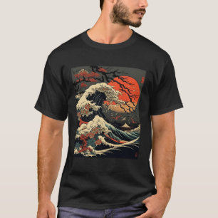 vintage Kanagawa Japanese The great wave Cherry Bl T-Shirt