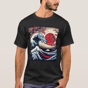 Vintage Kanagawa Japanese The Great Wave Cherry Bl T-Shirt