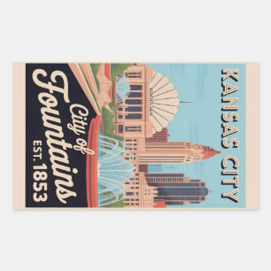 Vintage Kansas City Missouri Retro Travel Illustra Rectangular Sticker