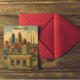 Vintage Kansas City Silhouette Skyline Postcard