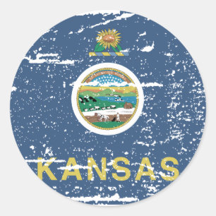 Vintage KANSAS Flag Classic Round Sticker