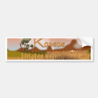 Vintage Kansas Wheat field Travel Poster Bumper Sticker