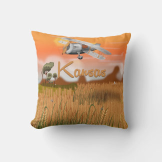 "Vintage Kansas Wheat field Travel Poster" "kansas Cushion