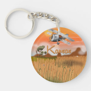 "Vintage Kansas Wheat field Travel Poster" "kansas Key Ring