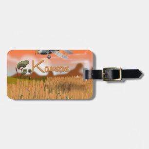 Vintage Kansas Wheat field Travel Poster Luggage Tag