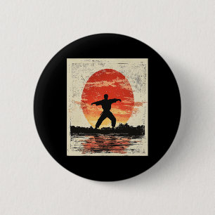 Vintage Karate Distressed Silhouette Japanese Mart 6 Cm Round Badge