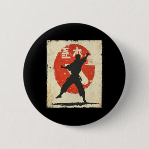 Vintage Karate Distressed Silhouette Japanese Mart 6 Cm Round Badge
