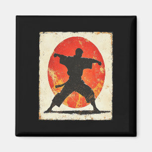 Vintage Karate Distressed Silhouette Japanese Mart Magnet