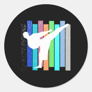 Vintage Karate Judo Kickboxing Wrestling Men Women Classic Round Sticker