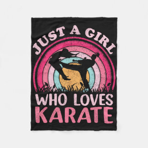 Vintage Karate Martial Arts Just A Girl Who Loves Fleece Blanket