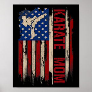 Vintage Karate Mum American Usa Flag The Kick Gift Poster