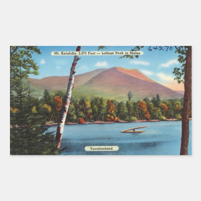 Vintage Katahdin Postcard Rectangular Sticker (Front)