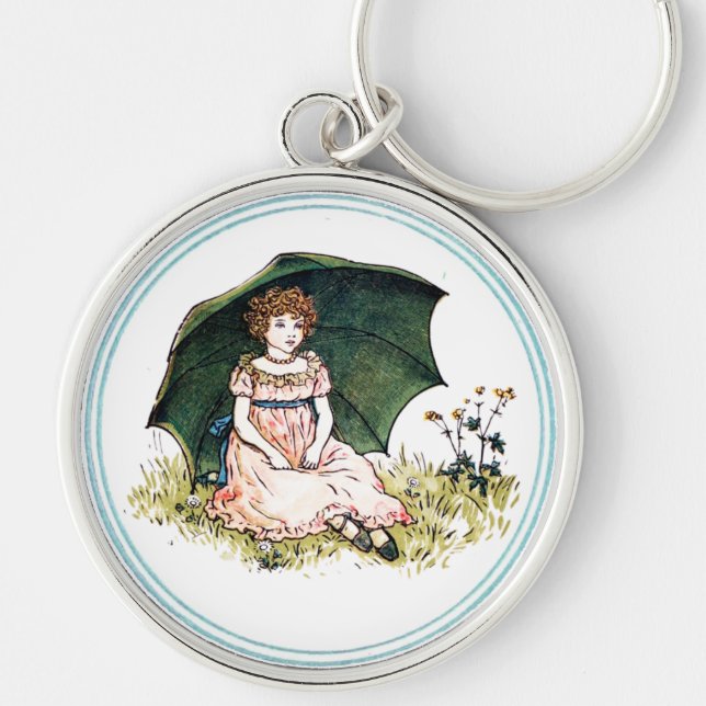 Vintage Kate Greenaway Book Illustration Key Ring (Front)