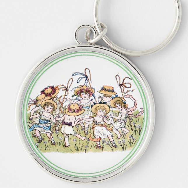 Vintage Kate Greenaway Book Illustration Key Ring (Front)