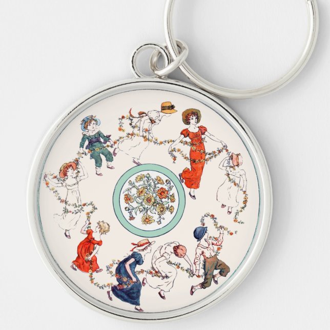 Vintage Kate Greenaway Book Illustration Key Ring (Front)