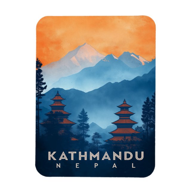 Vintage Kathmandu Temple Nepal  Magnet (Vertical)