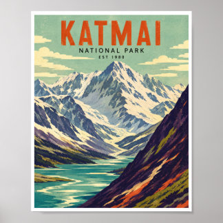 Vintage Katmai National Park Travel Poster
