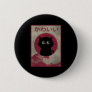 Vintage Kawaii Cat Japanese Black Anime Gift Girls 6 Cm Round Badge