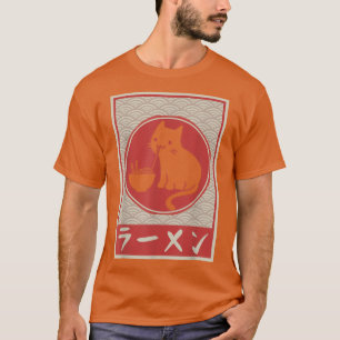 Vintage Kawaii Cat Ramen Anime Japanese Gift Girls T-Shirt