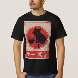 Vintage Kawaii Cat Ramen Anime Japanese Gift Girls T-Shirt