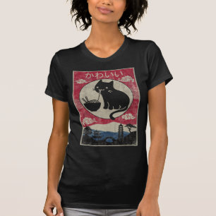 Vintage Kawaii Cat Ramen Anime Japanese Kids Girls T-Shirt