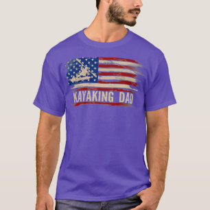 Vintage Kayaking Dad American USA Flag Kayak T-Shirt